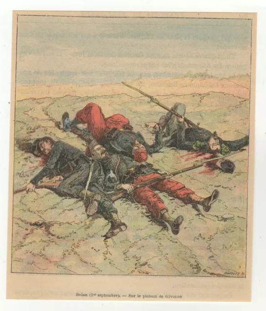 guerre 1870-1871 Français Allemands gravure XIXe soldats blessés sur Givonn/B1FA