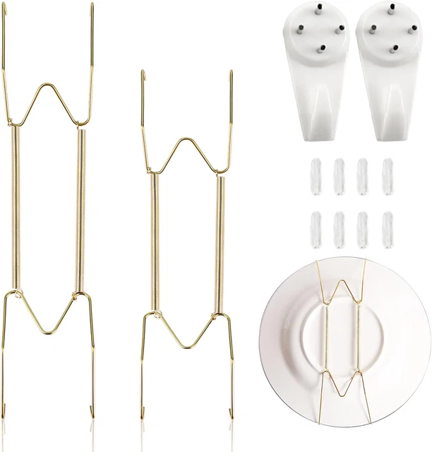Set 2 Ganci Per Piatti Da Parete In Acciaio Inox - Supporti Invisibili Per Piastre 8-10 Cm, Decorativi - Foto 8