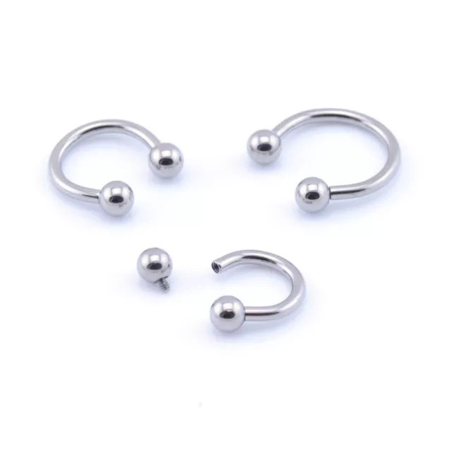 TITANIUM Internally Threaded Horseshoe Bar Circular Barbell Lip Nose Septum Ear