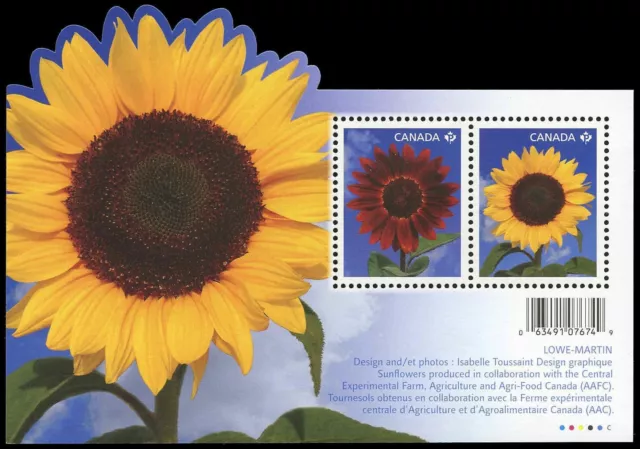 Canada Stamps Souvenir Sheet of 2, Sunflowers, #2440 MNH