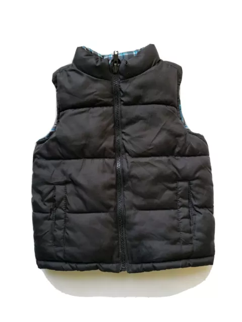 Healthtex Puffer Vest Reversible Boys 4T Black/Multicolor Sleeveless Full Zip