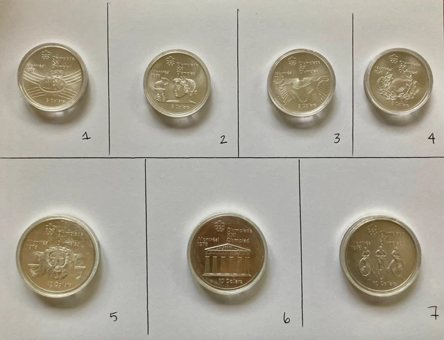 1976 Proof Silver Canadian Montreal Olympic Games 7 Coin Sterling Set