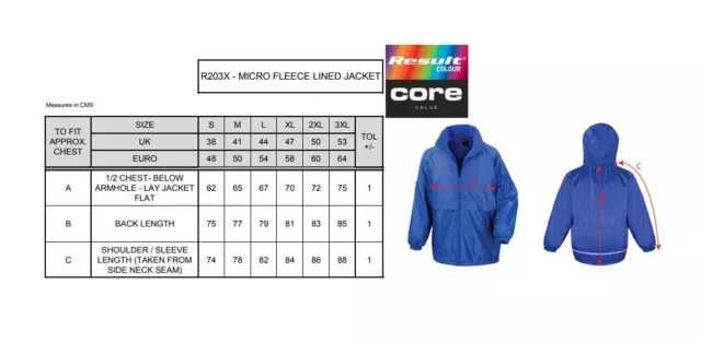 Result Core Unisex Giacca Foderata Micropile R203X - Cappotto Impermeabile Abbigliamento da Lavoro 2