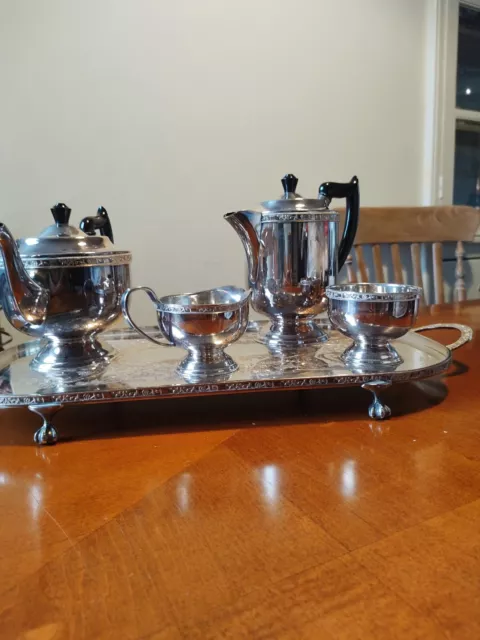 Vintage 1980's Silver Plated Tea/Coffee Set with tray By  Viners Sheffield UK 2