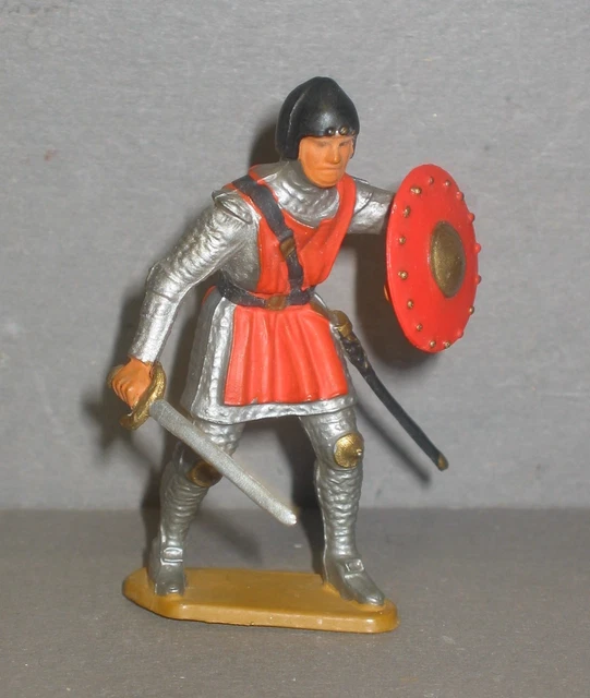 Figurine Starlux Moyen Âge (réf 6101) - Lance, Bouclier Et Cape - En Boîte - Occasion
