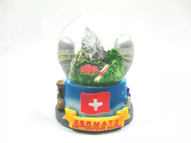 Zermatt Matterhorn Wallis Palla di Neve Snowglobe 6,5 CM Svizzera Souvenir