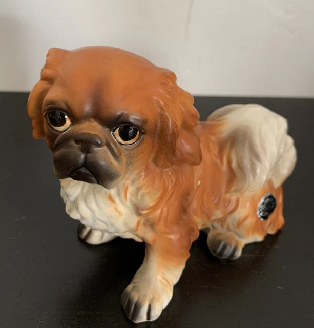 Josef Originals Ceramic Vintage Dog Figurine Pekingese With Badge EUC