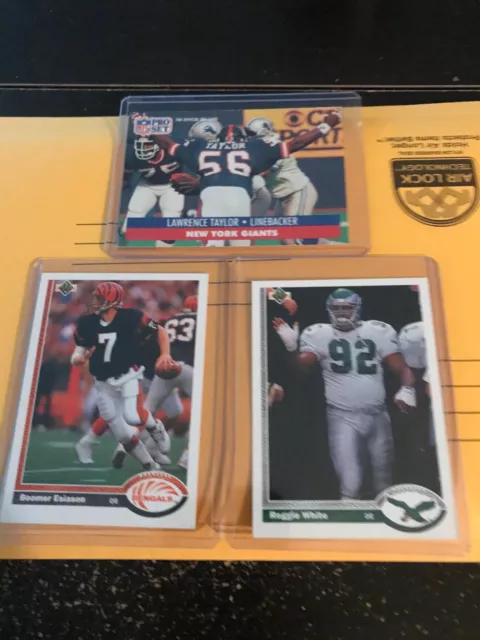 1991 Upper deck Reggie white And Boomer Esiason and 1991 Pro set Lawrence Taylor