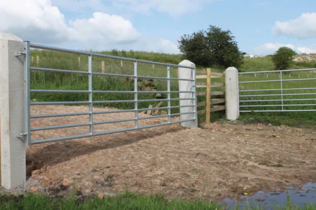 Galvanised Metal Farm Gate 7 Bar Field Equestrian Entrance Security Gate 3-12ft 2