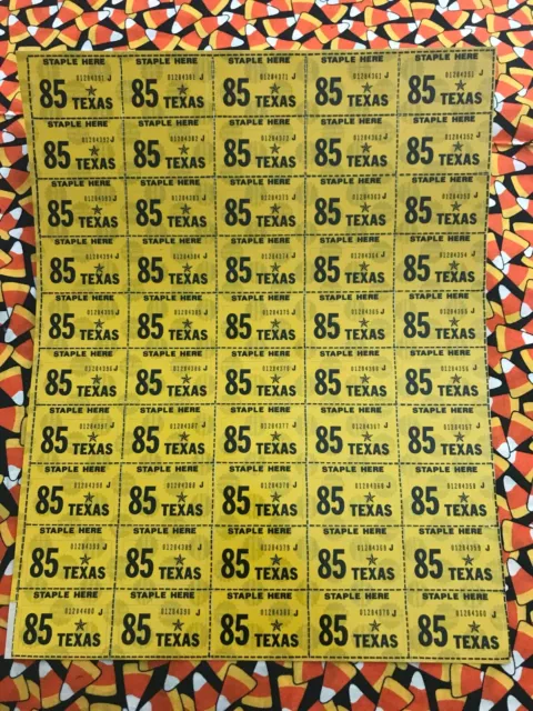 1985 Texas  License Plate Renewal Registration Validation 50 Stickers Lot