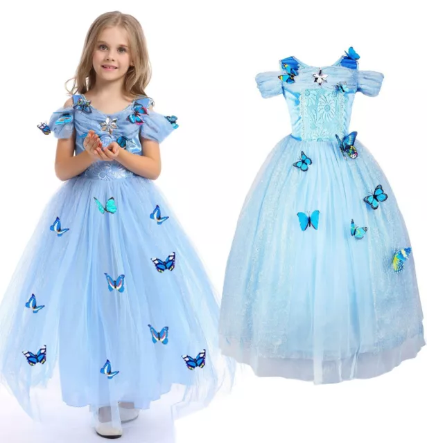 Abito Cenerentola Ragazze Costume Principessa Festa Abito Farfalla Bambini Cosplay