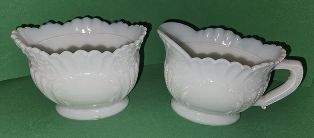 Vintage Imperial Glass Milk Glass Creamer & Sugar Bowl Belknap, No Lids