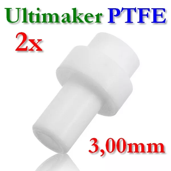 2x PTFE Teflon 3mm Koppler Coupler Ersatz Verstopfung für Ultimaker 2 2+ UM2+