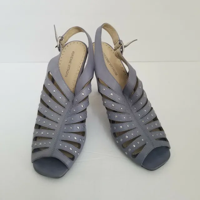Adrienne Vittadini Sandals Womens 10M Lilac Leather Slingback Open Toe Heels