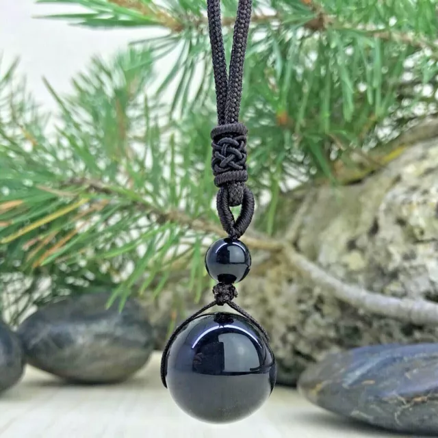 Collier avec pendentif  " oeil Céleste " obsidienne  arc en ciel 16mm