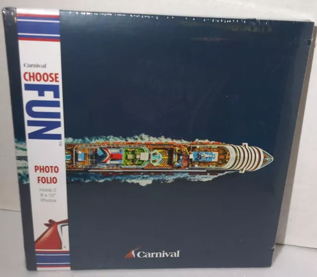 CARNIVAL CRUISE LINE Photo Folio Frame Picture Album Blue Hold 2 8x10 New Sealed