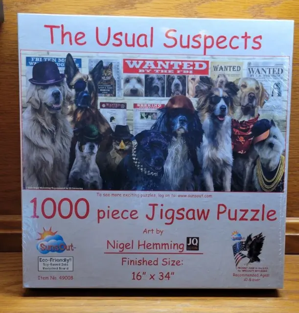 1000 Piece Sunsout Art by Nigel Hemming The Usual Suspects NIB