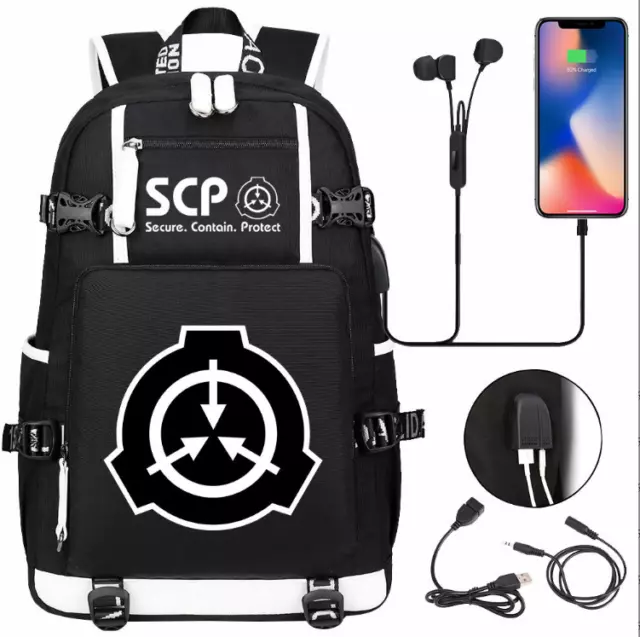 SCP Foundation Backpack Teenagers Book Schoolbag USB Laptop Outdoor Ruskback