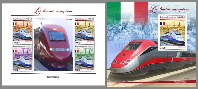 NIGER 2022 MNH Europäische Eisenbahnen European Trains #428ba2