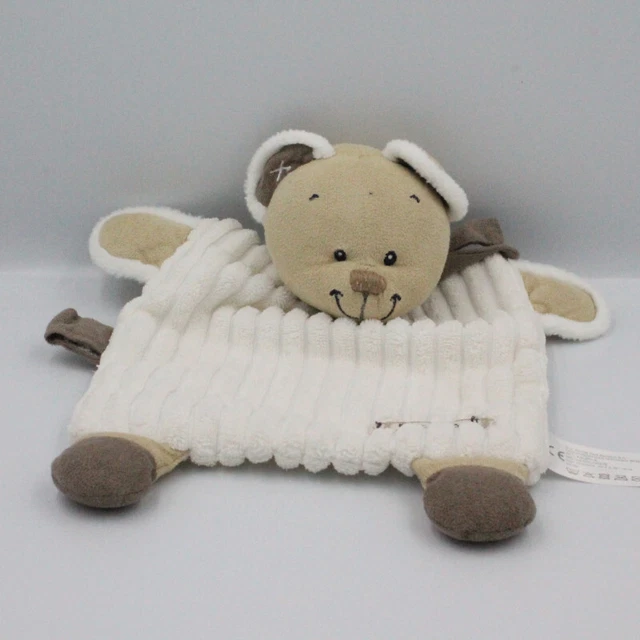Doudou plat ours blanc beige marron NICOTOY SIMBA TOYS - 20009
