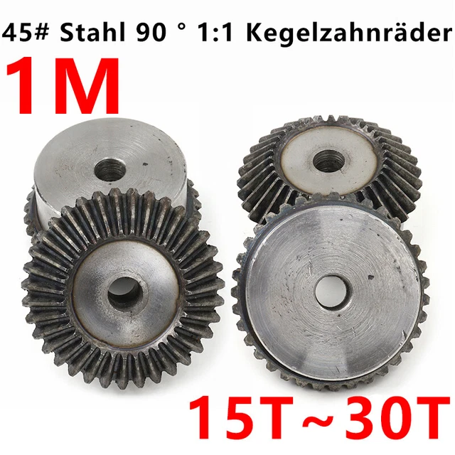 1 Moduluskegelräder 45# Stahl 90° 1:1 Paarung Metall-Schirmrad 15/16/18~30Zähne