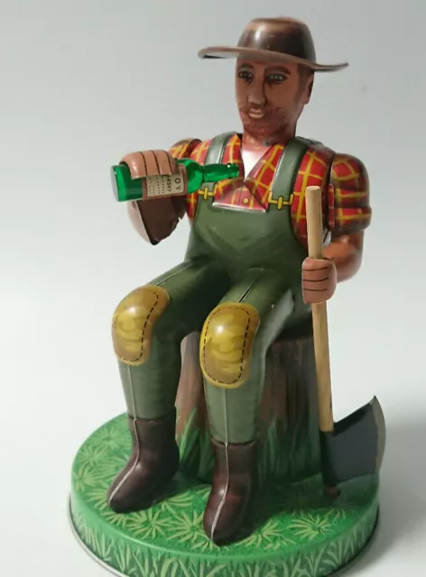 ANTIQUE Tin Toy WOODCUTTER Alps Trading COLLECTION Made in Japan Old Vintage