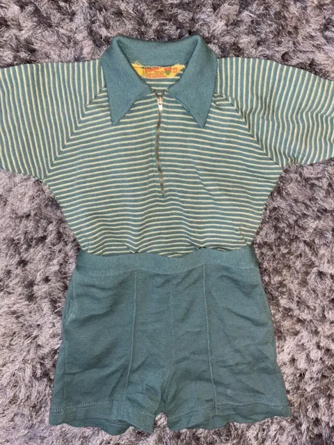 Maglione e pantaloncini vintage anni '70 bambini 2 pezzi 100% lana Windsor Inghilterra