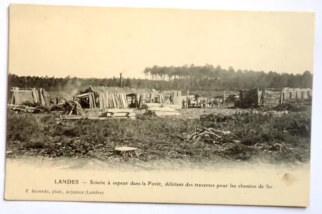 Cpa Landes Arjuzanx /  Scierie A Vapeur Traverses Pour Chemins De Fer
