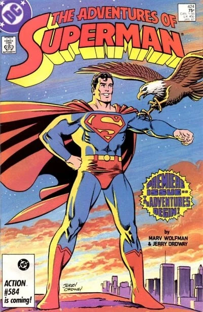 ADVENTURES OF SUPERMAN #424 F/VF, Direct DC Comics 1987 Stock Image