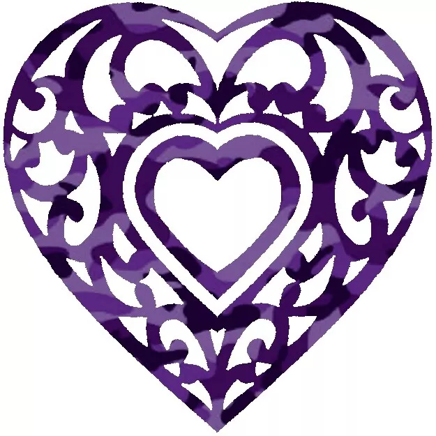 30 Custom Purple Camo Fancy Heart Personalized Address Labels