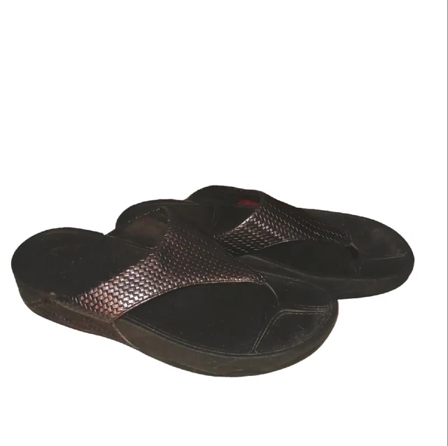Women's Shoes FitFlop LULU Leather Toe Post Wedge Sandals  BLACK