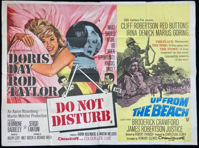 Do Not Disturb / Up From the Beach ORIGINAL Quad Movie Cinema Poster Doris Day