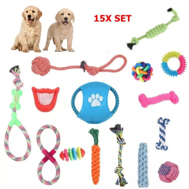10/15X Set Hunde Spielzeug Aus Seil Kauspielzeug Pet Dog Toy Hund Welpen Kauen