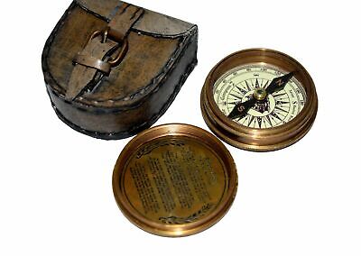 Nautical Brass Marine Pocket Compass With Leather Case Beautiful Working Design