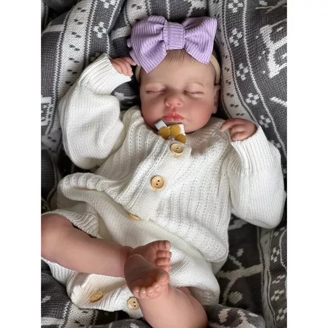 Reborn Baby Dolls 19inch Lifelike Newborn Boy Full Body Vinyl Doll with Pacifier