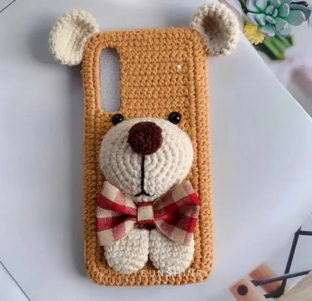 Bear DIY Knitted Phone Case Finished Handmade Customized Knitwear Phone Case