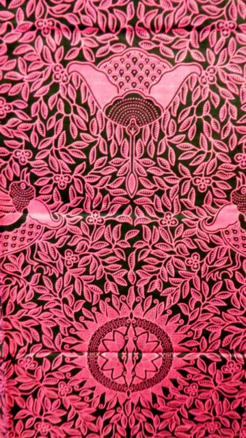 Indonesian Batik - 'Batik Solo' - Cerise Pink & Black - Unique Pattern - 2.10mtr 2