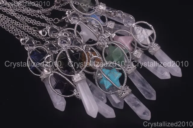 Natural Gemstones Merkaba Pendulum Healing Crystal Pointed Reiki Chakra Pendant 2
