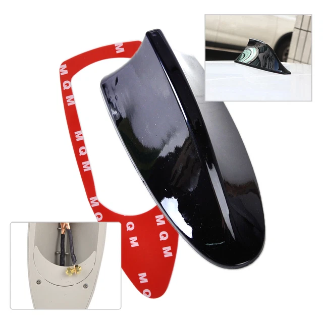 Antenna Auto A Pinna Di Squalo Universale - Adesiva, Nero, Migliora Segnale Radio AM/FM, Facile Installazione - Foto 2