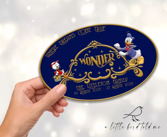 Disney Wonder Cruise ship door magnet personalised with date & name | Any ship