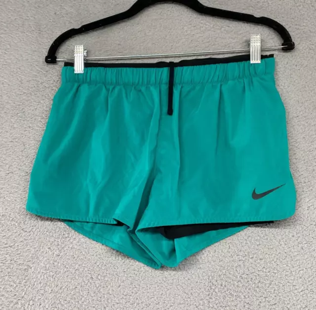 Nike Shorts Womens Medium Built in Spandex Full Flex Teal Compression Training