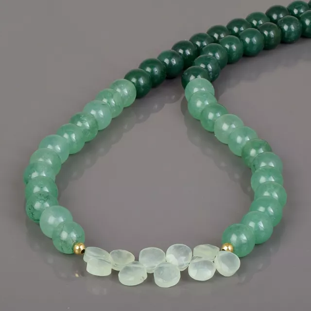 8mm Round Natural Green Onyx & Aventurine Beads 18" Strand Handmade Necklace