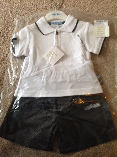 baby boy outfits- Polo Shirt Shorts 0-3 months Designer Abella Boys Blue White