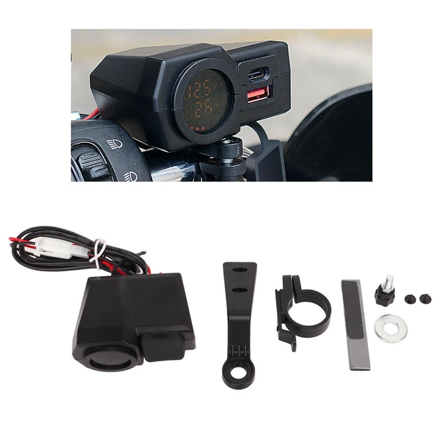 Motorcycle Handlebar Charger ABS With Voltage And Temperature Digital Hot