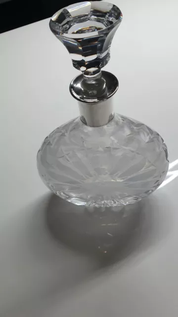 Kristallglas Karaffe 600ml mit Silber Montur Höhe 28cm (mit Stöpsel)