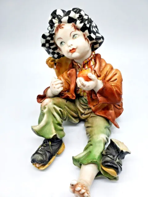 Vintage Capodimonte Italian Figurine Hobo Boy Eating Apple Superb Condition 2