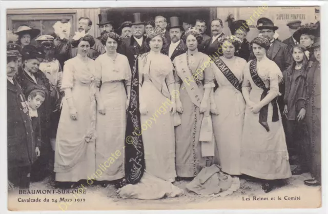 CPA 95260 BEAUMONT SUR OISE les Reines du Comité Cavalcade 1912 Top