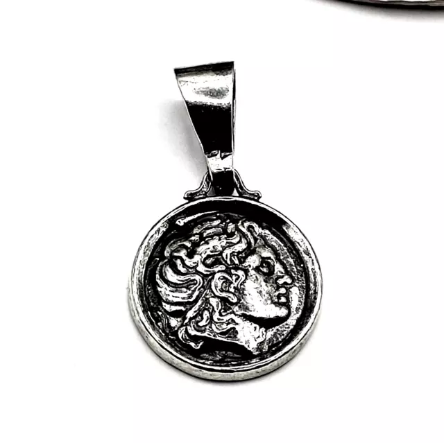 Ancient Greek Alexander the Great Coin Solid Sterling Silver 925 Pendant