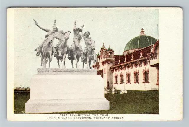 1905 Lewis & Clark Exposition Statuary Hitting The Trail Vintage Postcard