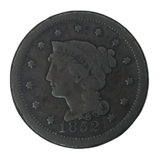 1852 1C Braided Hair Large Cent F #